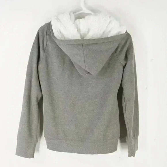 Vintage Y2K 2000s Bluenotes Grey  Faux Fur Lined Zipup Hoodie Sweater - Picture 2 of 2
